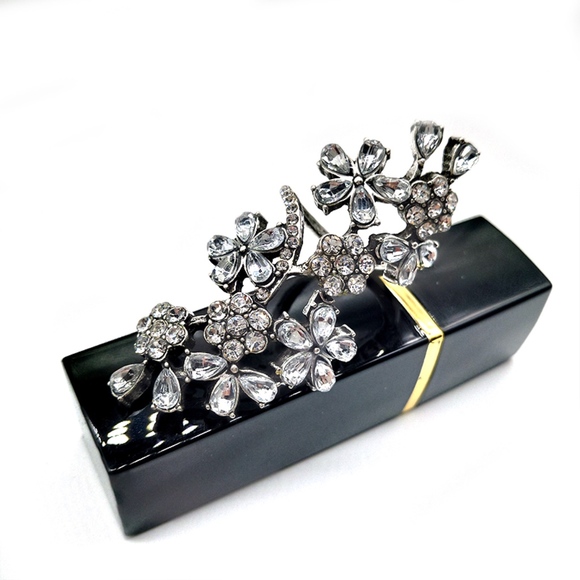 Silver Rhinestone Flower Ring - Picture 3 of 6